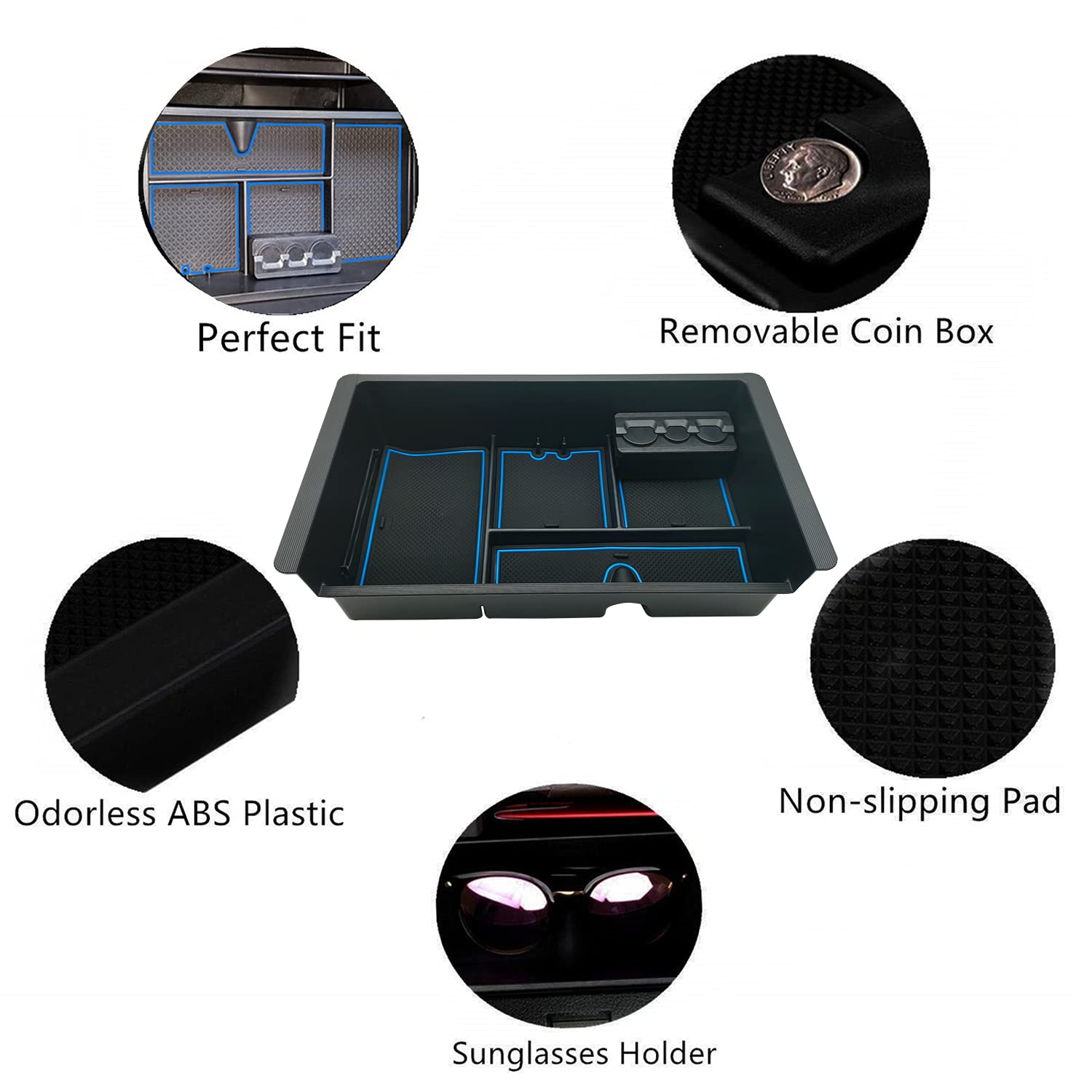 Jojomark Center Console Tray Organizer Compatible With 2014-2018 Gmc Sierra Accessories, (2015-2020) Yukon/Chevy Tahoe Silverado