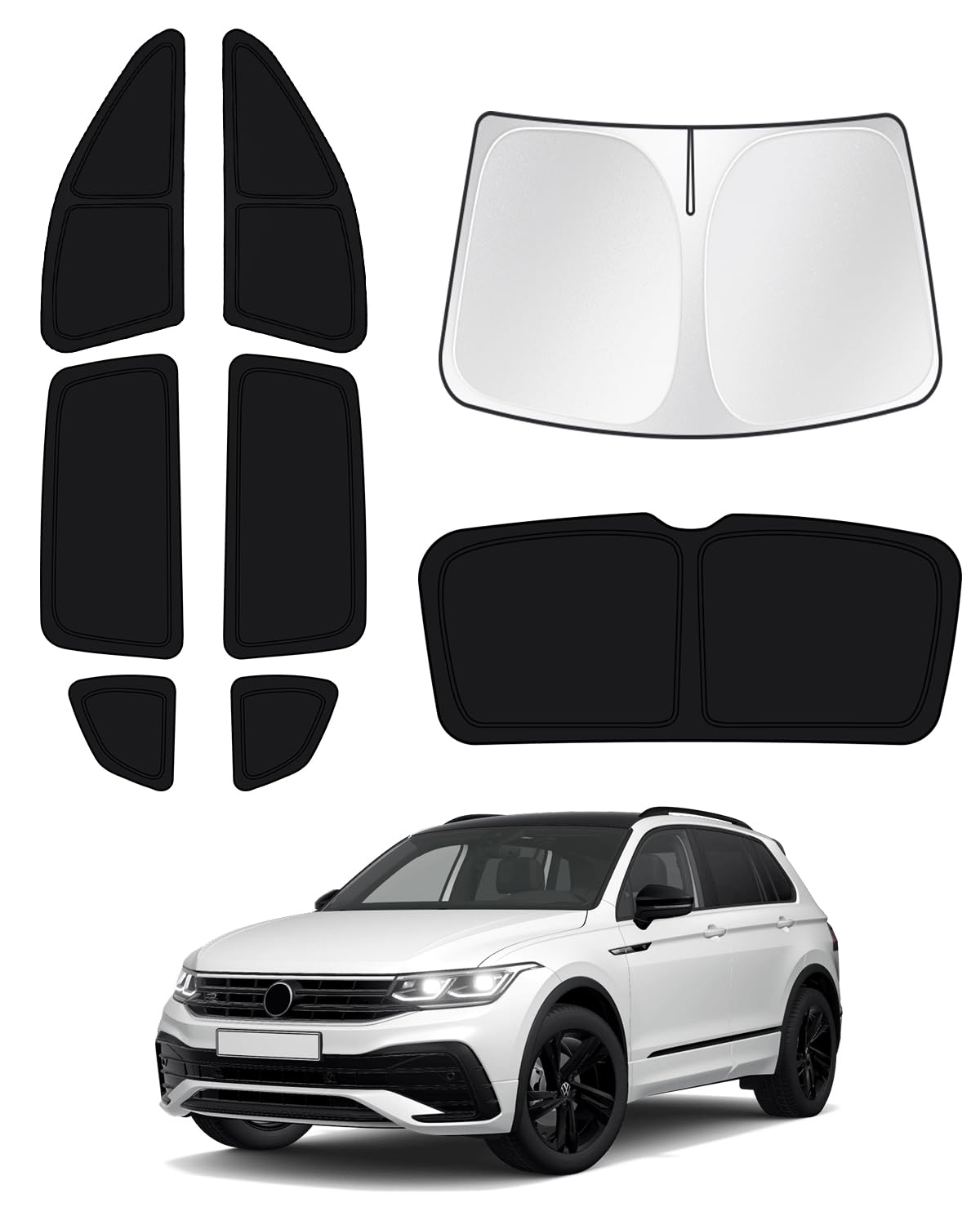 Canvcle Windshield Sun Shade For 2018-2023 Volkswagen Vw Tiguan Side Rear Window Shade Cover Sun Visor Shield Privacy Protection