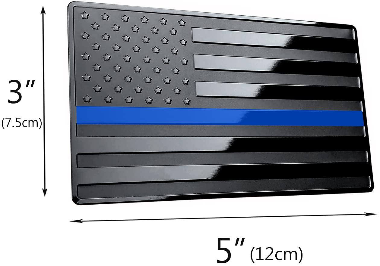 Lfparts Usa Embossed Stainless Steel Metal Flag For Cars, Trucks Show Support Of Police And Law Enforcement Officers Black With