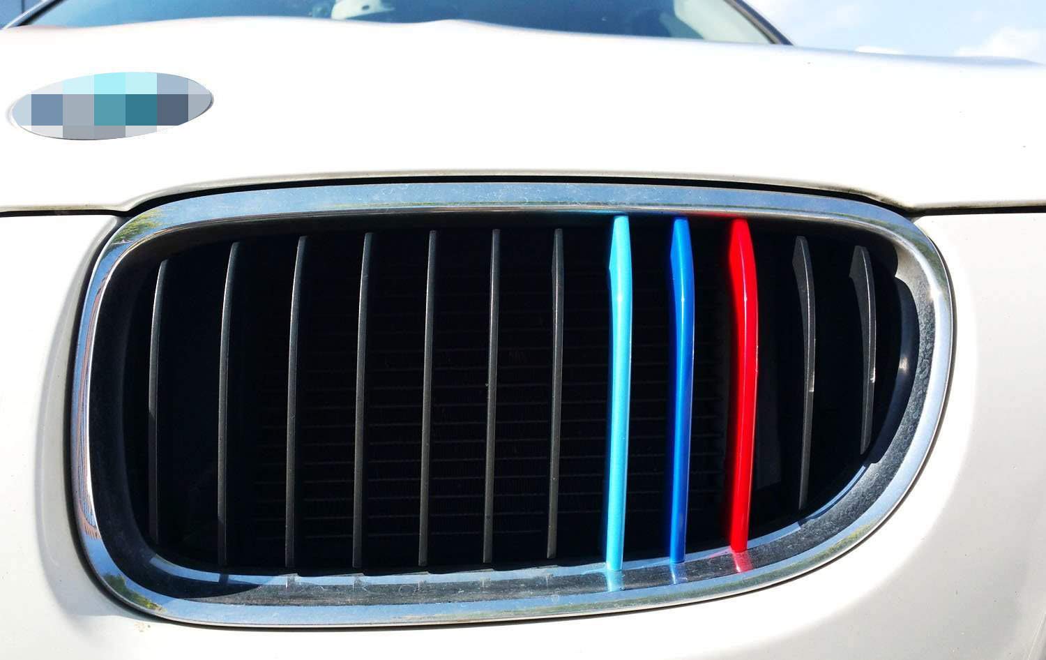 Ijdmtoy Exact Fit ///M-Colored Grille Insert Trims Compatible With 2009-2012 Bmw E90 E91 Lci 3 Series 325I 328I 330I 335I Front Center Kidney Grilles (12 Beams)