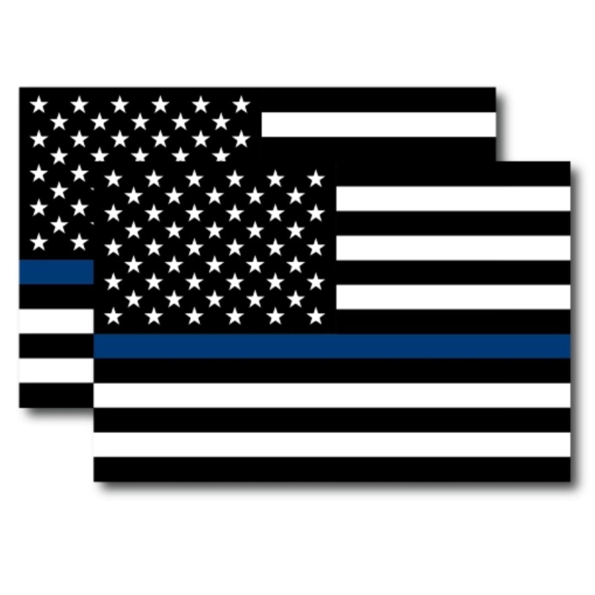 Magnet Me Up Thin Blue Line American Flag Decals, 2 Pack, 4X6 Inch, Black And Blue, Premium Automotive Magnets For Car, Truck, S