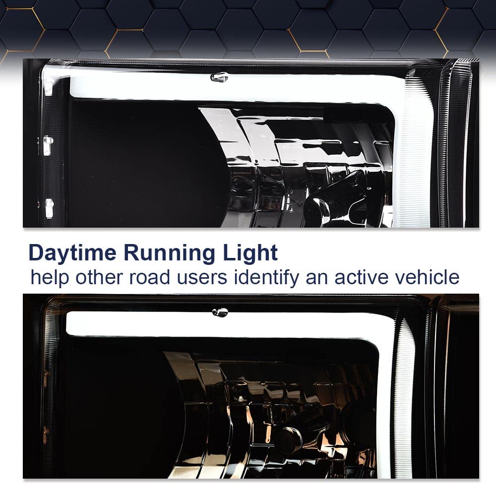 Pit66 Led Headlights,Compatible With 1994-2002 Dodge Ram 1500 2500 3500 Headlamps Assembly Clear Lens Black Housing Clear Reflec