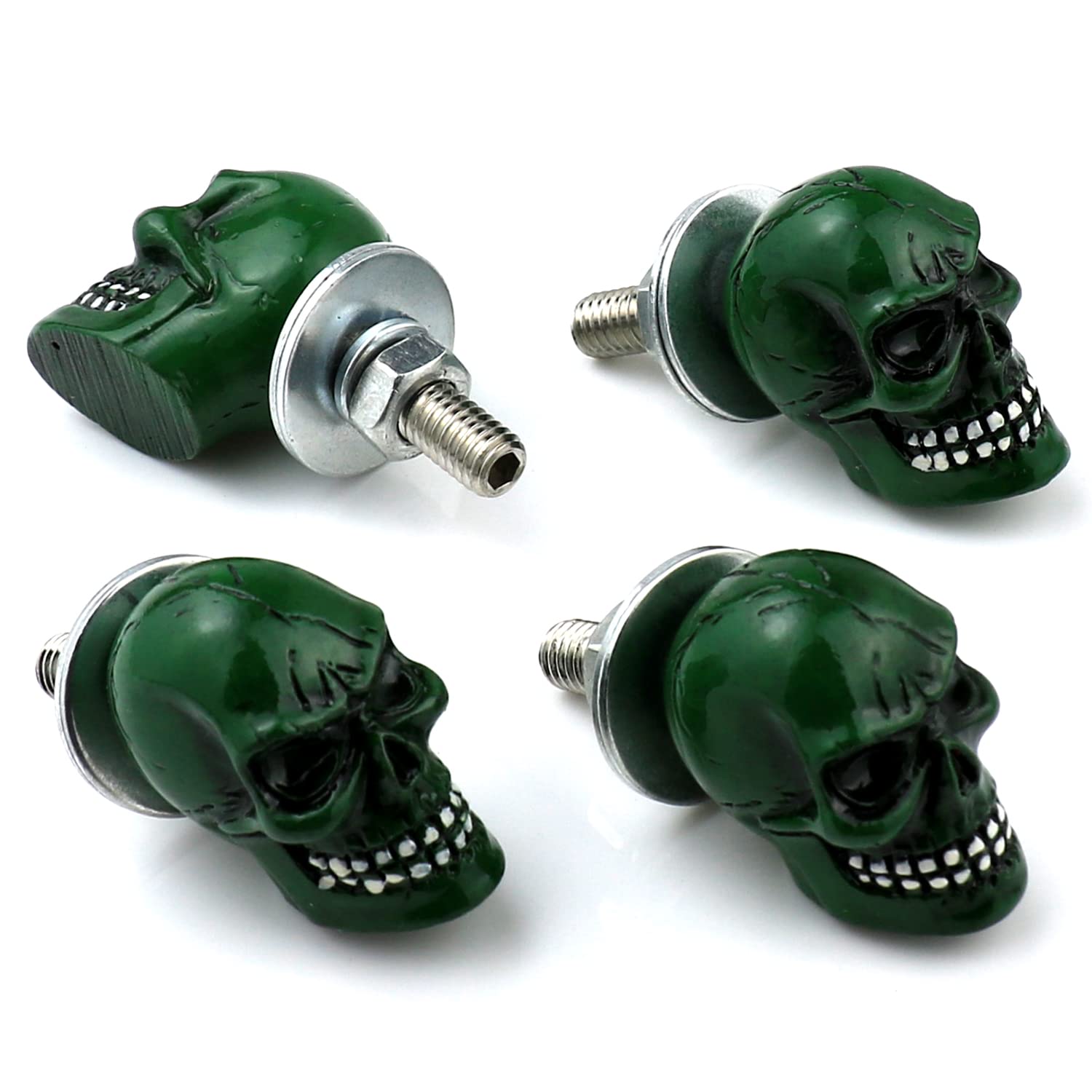 Bashineng Skull License Plate Screws Universal Car Truck Motorcycle License Plate Frames Bolts Fasteners 4 Pack Trim Replacement