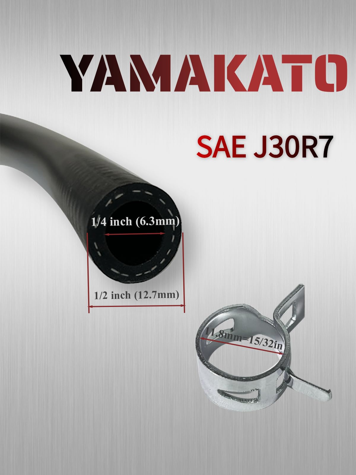 Yamakato 1/4 Nbr Fuel Hose Line Braided Sae J30R7 6Mm Id 9.5 Feet Tubing Automotive Pcv/Eec