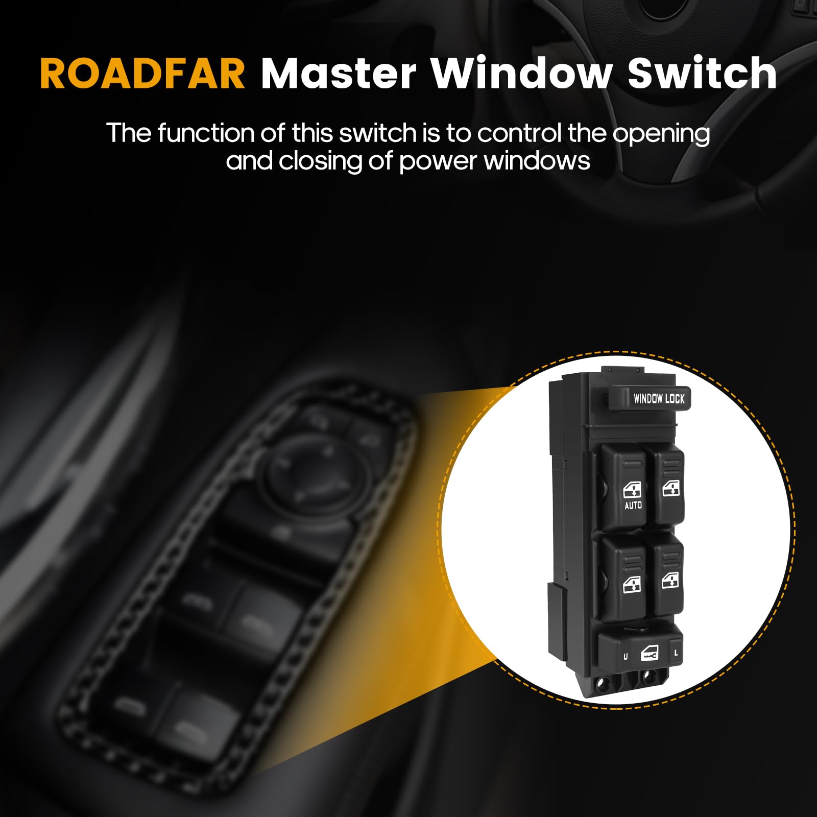 Roadfar Window Switch Power Window Switch Master Control Power Window Switch Front Driver Side Replacement Parts Fits For 2000-2002 Chevrolet 2000-2002 Gmc 15062650
