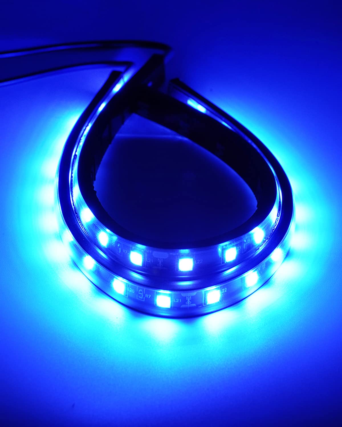 Car Led Strip Lights 32Cm Waterproof Led Light Strips For Cars Motorcycles Golf Cart Interior & Exterior Marine Boat Blue Led Strip 12V 5050 18Smd,Pack Of 4