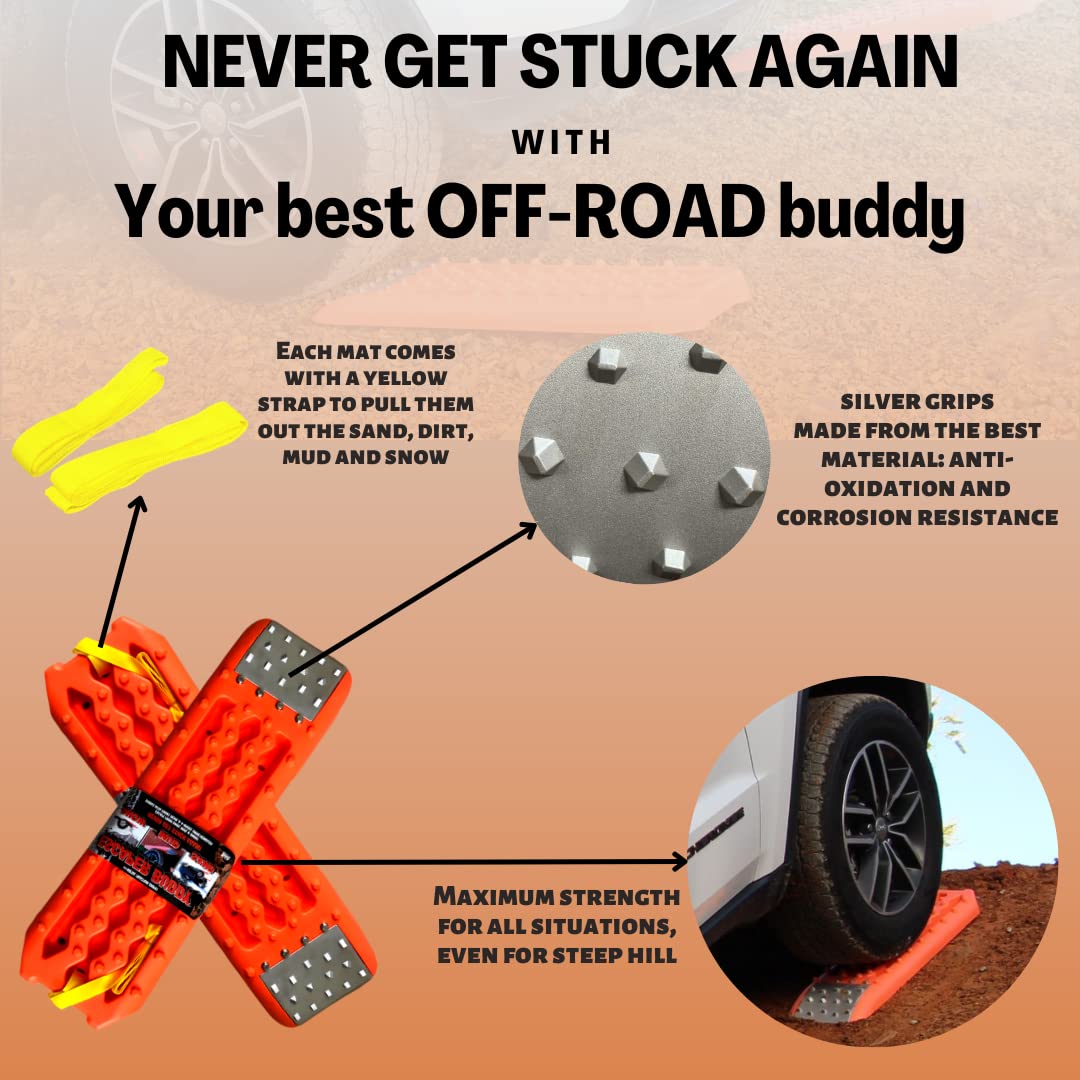 Maxsa 20322 Metal Gripped Escaper Buddy Traction Boards For Off-Road Mud, Sand, & Snow Vehicle Extraction, Bendable, Unbreakable