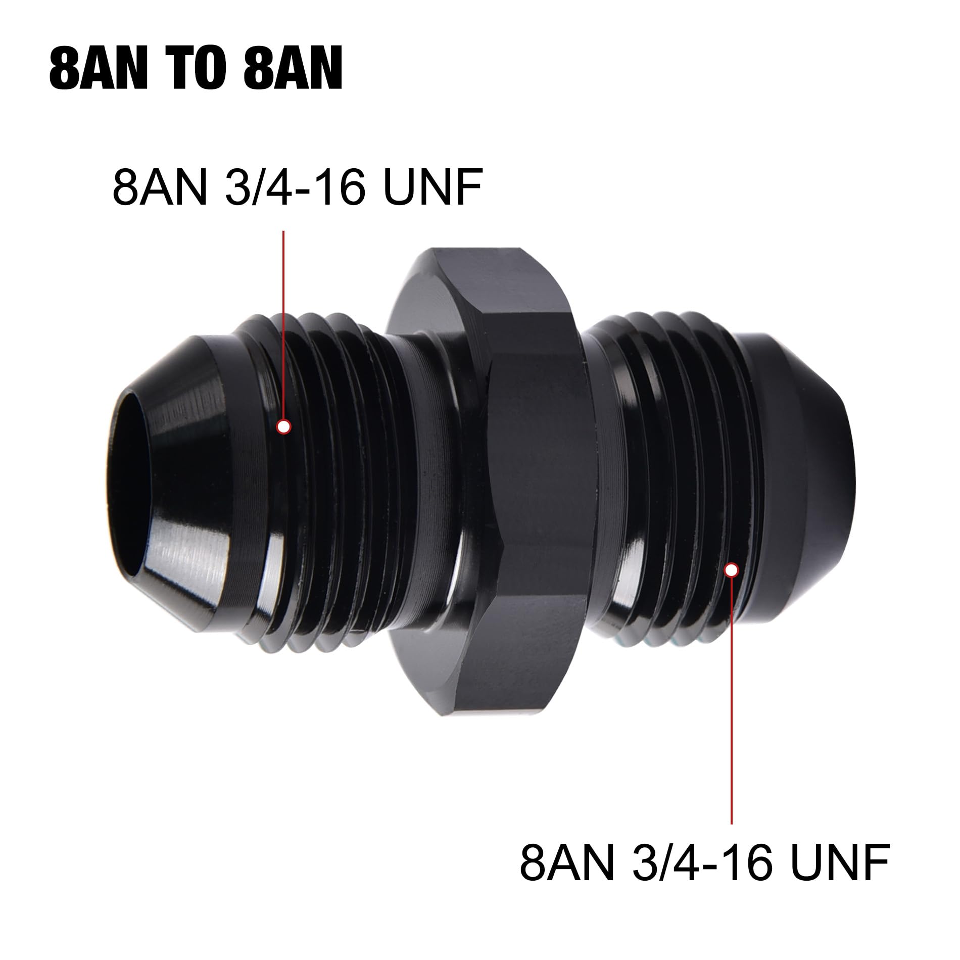EVIL ENERGY 8AN Male to Male Flare Coupler Union Straight Fuel Hose Adapter Fitting Black