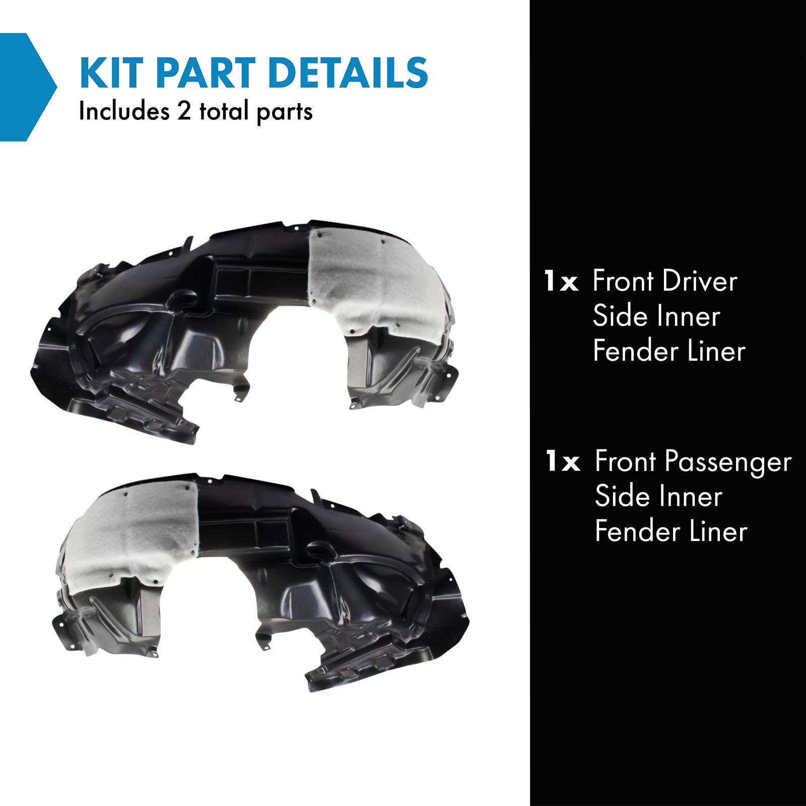 Trq Front Inner Fender Liner Set Compatible With 2018-2021 Ford Ecosport Fo1248199 Fo1249199