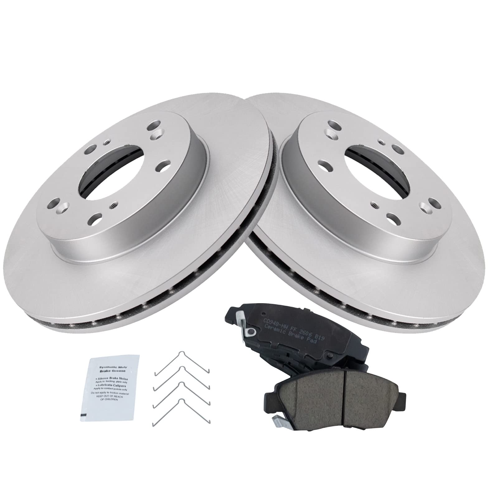 Trq Front Brake Pad & Rotor Kit Brake Pads Brake Rotor Ceramic Premium G-Coated Compatible With 2002-2006 Acura Rsx 2006-2011 Ho