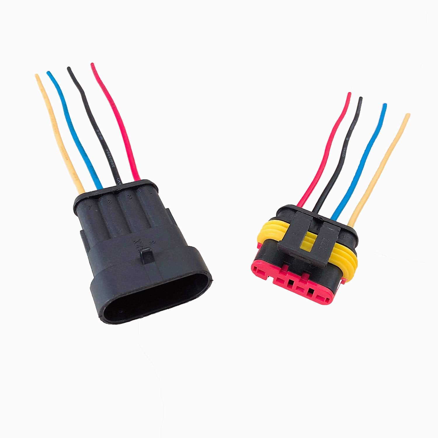 ZoneLiStore 4 Pin Way Waterproof Electrical Wire Connector Plug Automotive Wire Connectors Plug with Wire AWG Marine Pack of 10