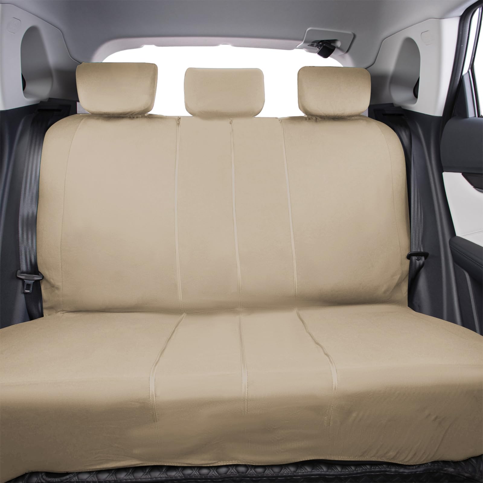 Flying Banner Rear Bench car seat Covers car seat Protectors Split 40/60 50/50 60/40 (Solid Beige, Value)