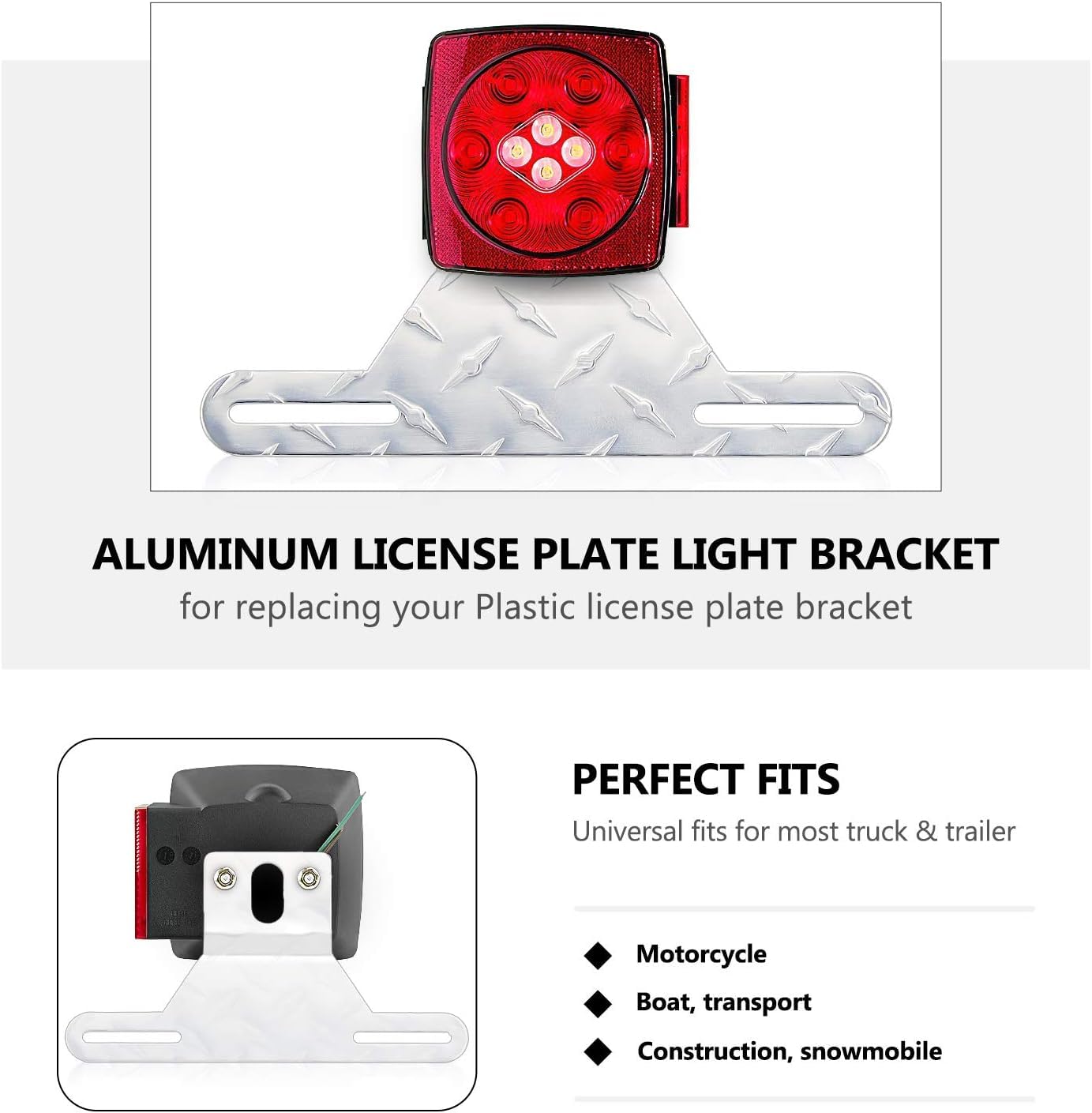 Rneswi Aluminum Trailer License Plate Holder Bracket for Trucks, RVs, Boats - Silver Color, Heavy-Duty with Mounting Screws - 1 Pack