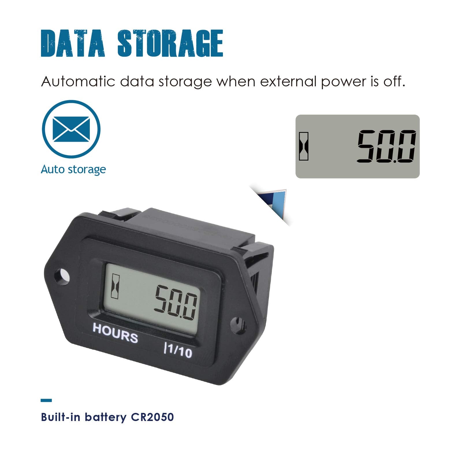 Runleader Digital LCD Hour Meter, AC/DC 5V to 277V ; Use for Riding Lawn Mower ZeroTurn Mower Tractor Generator Club car Golf ca