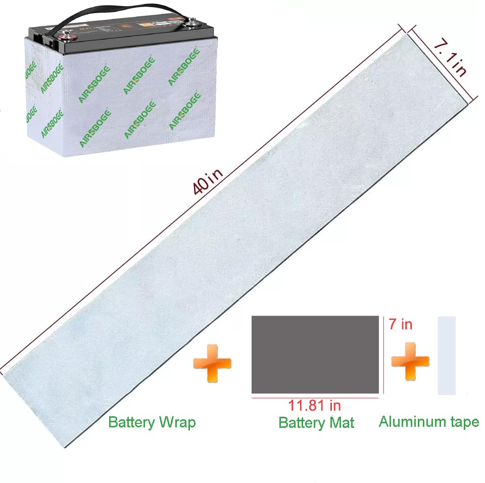 AIRSBOGE 40''x7'' Universal Car Battery Insulation Kit - Thermal Wrap & Heat Shield Blanket for Extreme Temperature Protection,