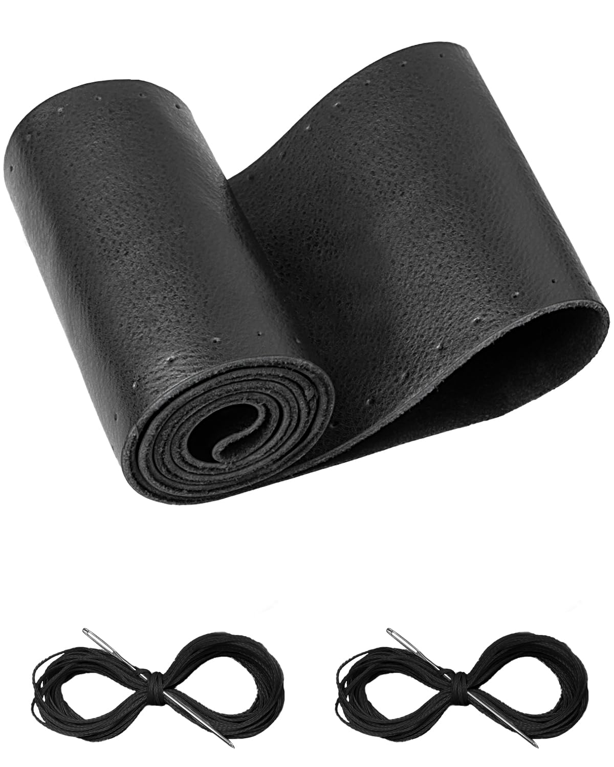 Belinous Leather Steering Wheel Cover Lace Up, Stitch On Wrap, Universal Fit 13-26 Inch Car Truck Suv Pickup Boat, A Whole Piece