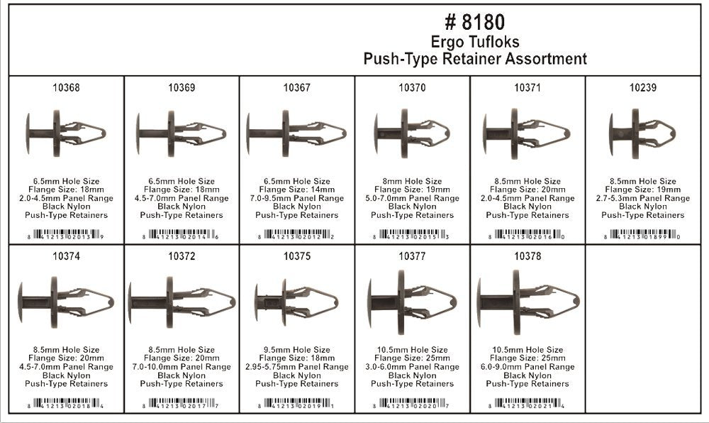 Disco Automotive 8180 Push Type Retainer Assortment
