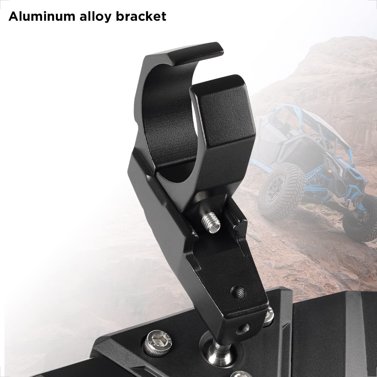 Evermotor Utv Center Rear View Mirror For 1.6-2 Roll Bar Cages, 360° Adjustable Aluminum Clamp Compatible With Atv Polaris Rzr Ranger Scooter Kawasaki Mule Pioneer Gator, Shatter Proof Glass