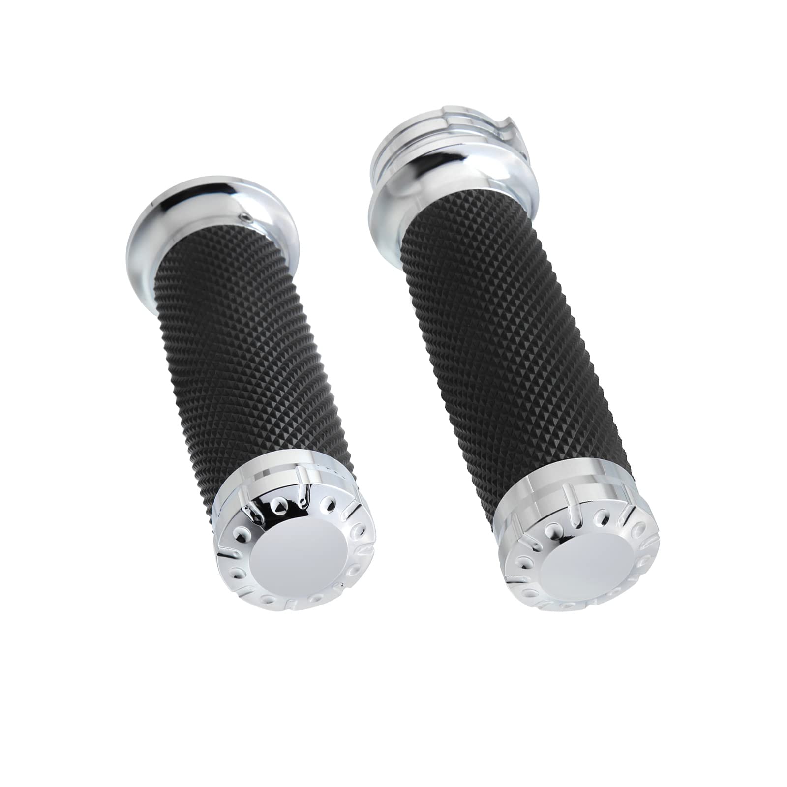Twilight Garage 1'' Chrome Motorcycle Hand Grip Handlebar Grips Cable Throttle Compatible with Harley Davidson Sportster Honda Y