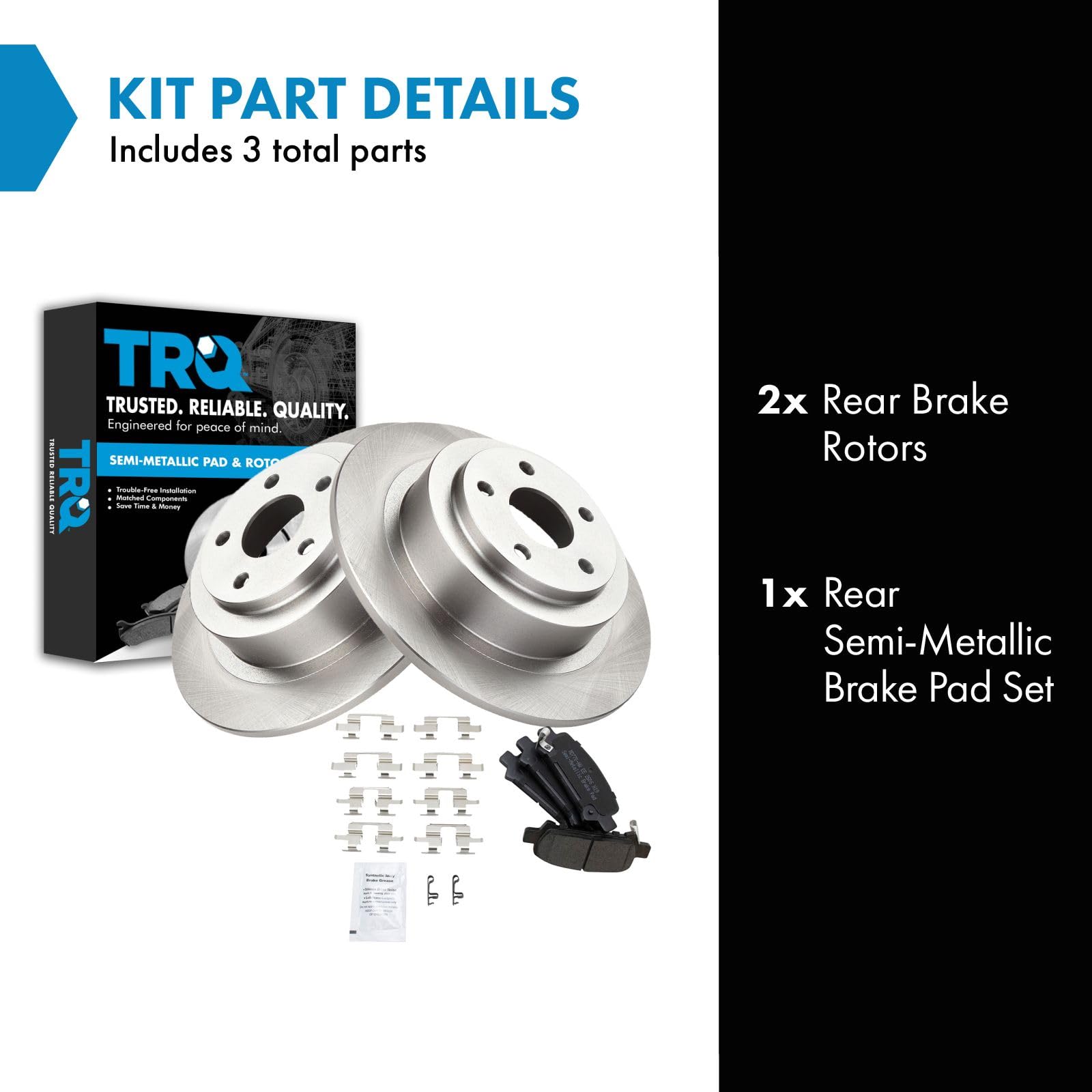 Trq Rear Brake Pad & Rotor Kit Brake Pads Brake Rotor Semi-Metallic Compatible With 2003-2006 Subaru Baja 2000-2004 Legacy Outba