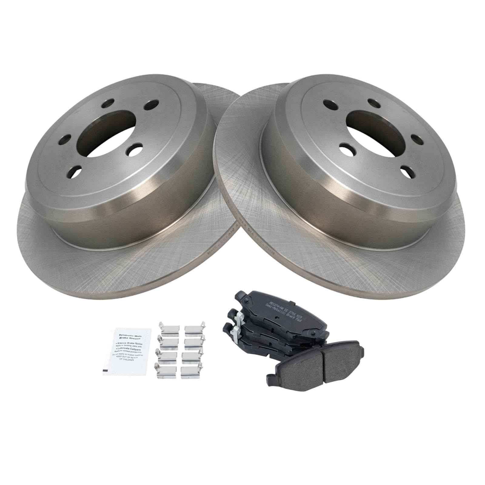 Trq Rear Brake Pad & Rotor Kit Brake Pads Brake Rotor Semi-Metallic Compatible With 2007-2011 Dodge Nitro 2008-2012 Jeep Liberty