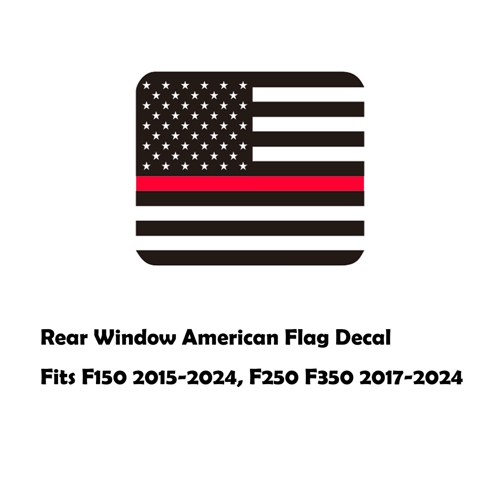 Zxiaochun Rear Middle Window American Flag Decal For Ford F150 F250 F350 2015-2022 2023 2024 Back Center Sliding Window Glass Usa Flag Vinyl Sticker(Thin Red Line)