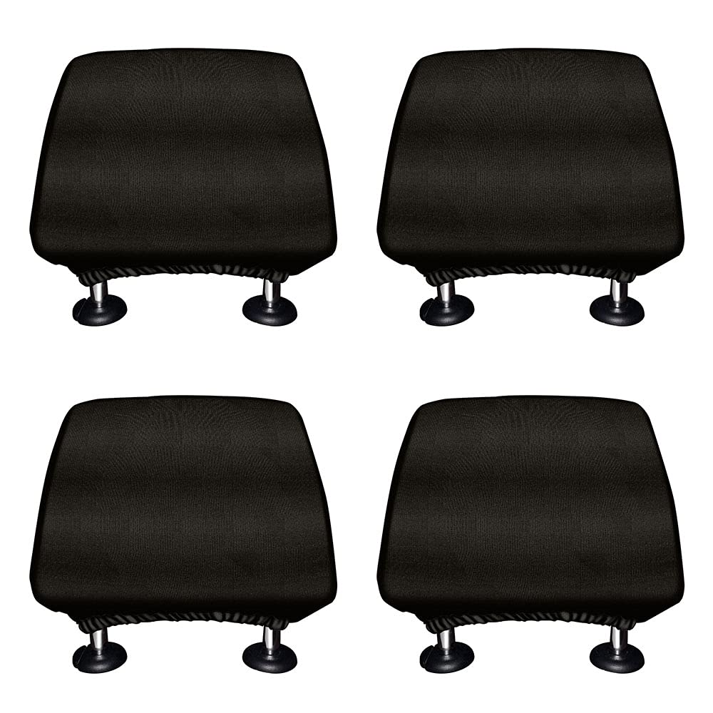 Wirester Set Of 4 Car Seat Head Rest Cover, Protective Fabric Design Cover Decoration For All Cars - Solid Black