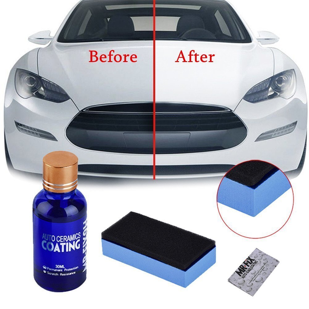 Malcm High Gloss Ceramic Car Coating Kit, Anti-Scratch Car Polish Exterior Care Paint Sealant 9H Hardness 30Ml (1Pcs)