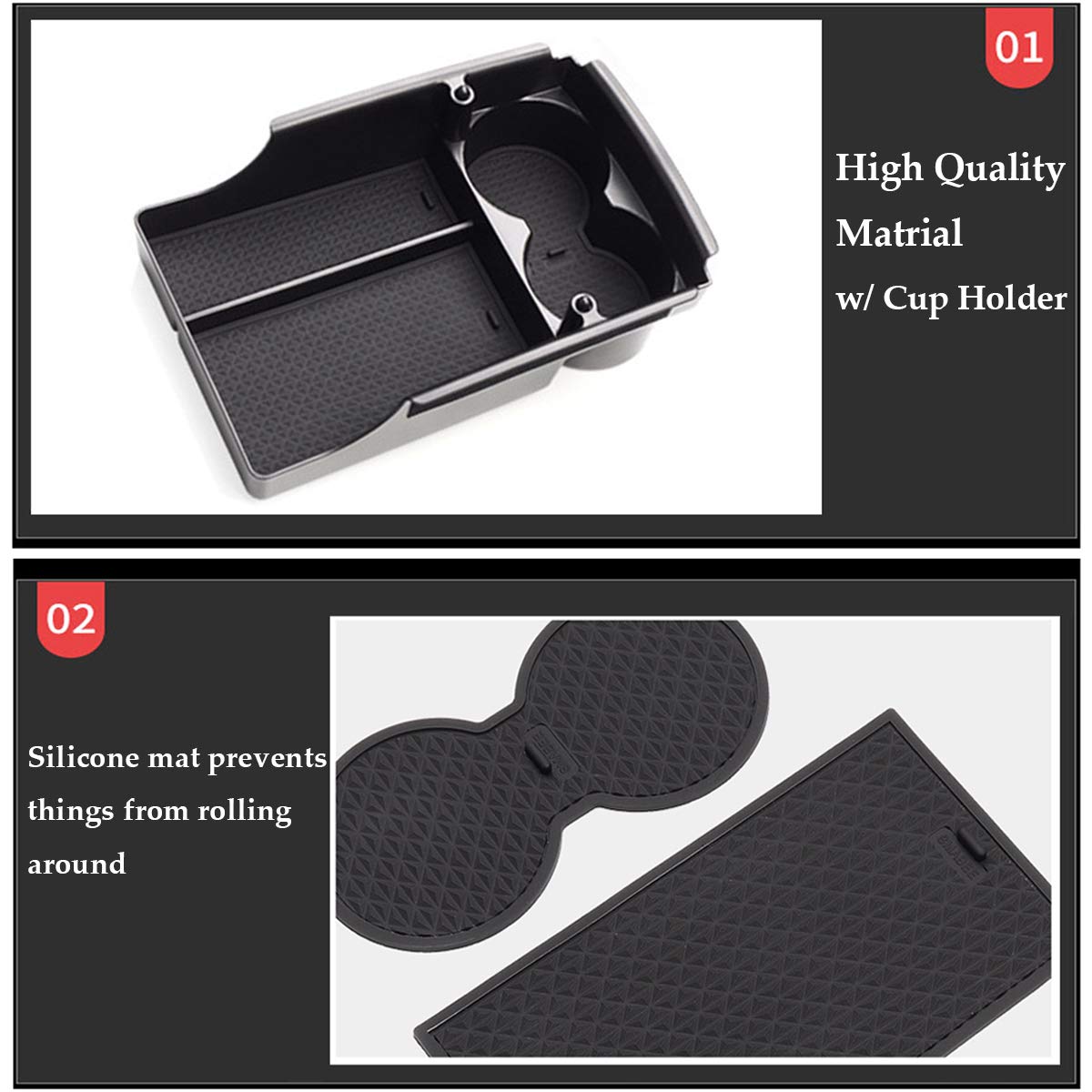 Jaronx Compatible With Tesla Model X/Model S Center Console Organizer, Armrest Storage Box+Cup Holder,Compatible With Tesla Model X/S Accessories (Fit: Model S/Model X 2016 2017 2018 2019 2020 2021)