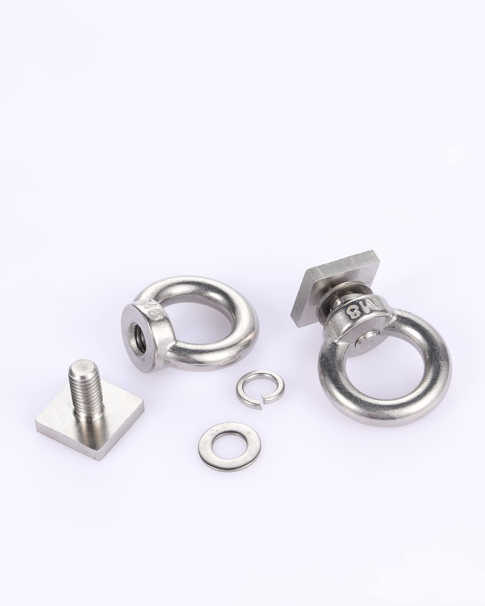 T Track Mount Tie Down Anchor For Roof Rack, M8 Heavy Duty Ring Shaped Eye Bolt, Stainless Steel T Bolt Eye Nut Tie Down Rings F