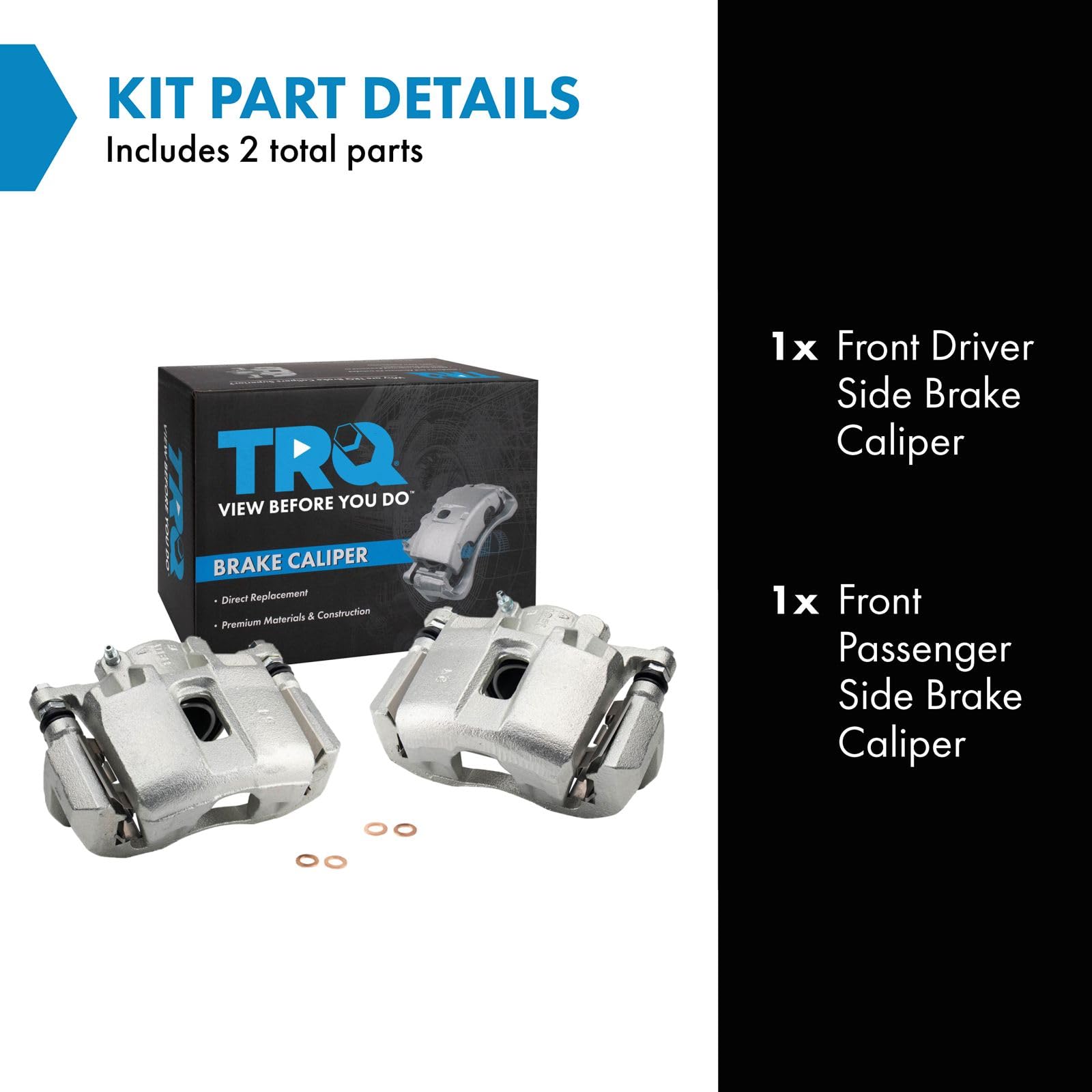 Trq Front Brake Caliper Set Compatible With 2001-2003 Acura Cl 1999-2004 Rl 1999-2008 Tl 2004-2014 Tsx 2003-2012 Honda Accord