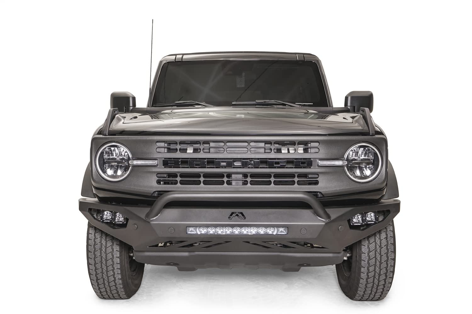 Fab Fours Fb21-D5252-1 Vengeance Front Bumper Fits 21-23 Ford Bronco - W/Pre-Runner Guard - 2 Stage Matte Black Powder Coat