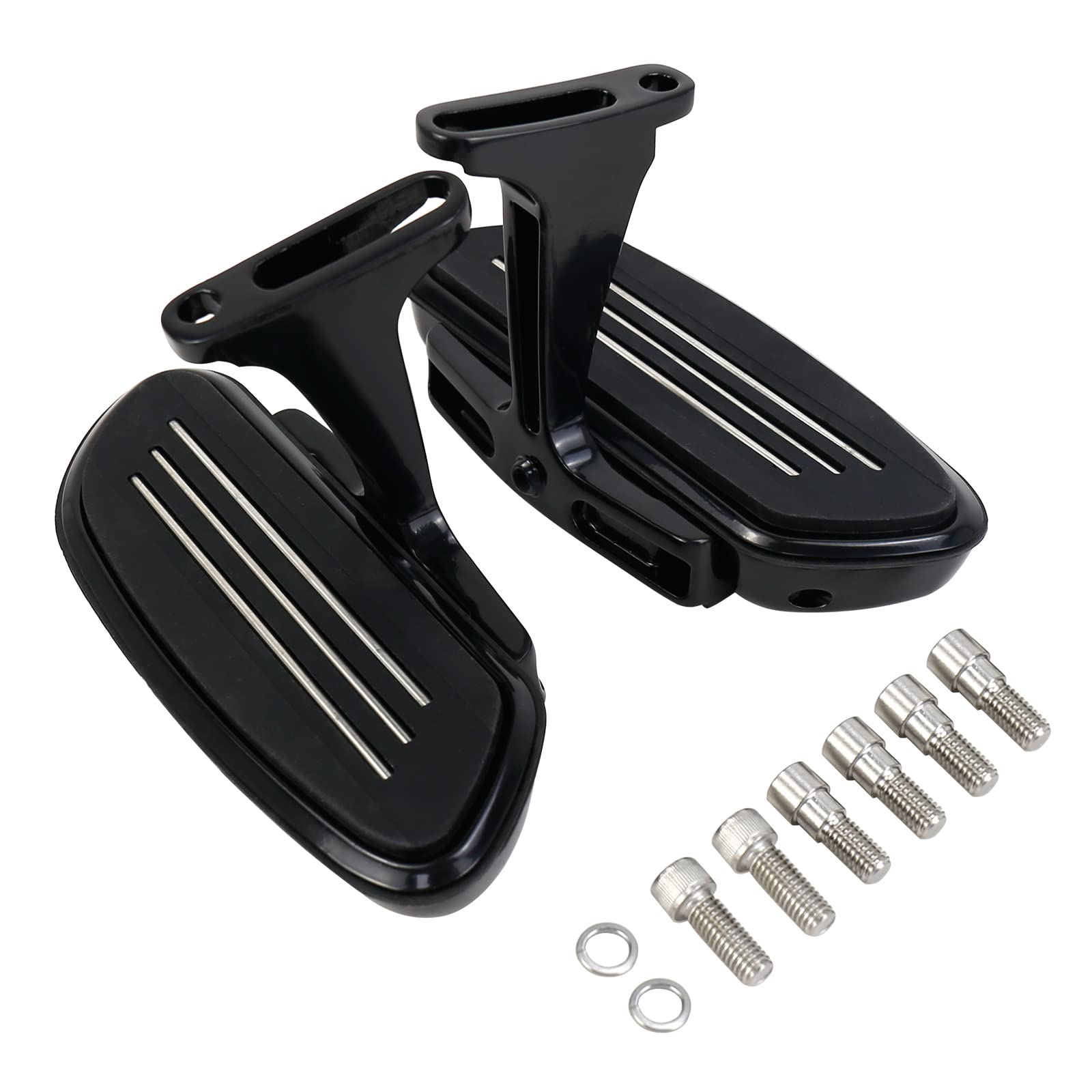 Black Passenger Footboard Floorboard and Mount Kit Fit for Harley Touring Models Road King Road Glide Street Glide Electra Glide