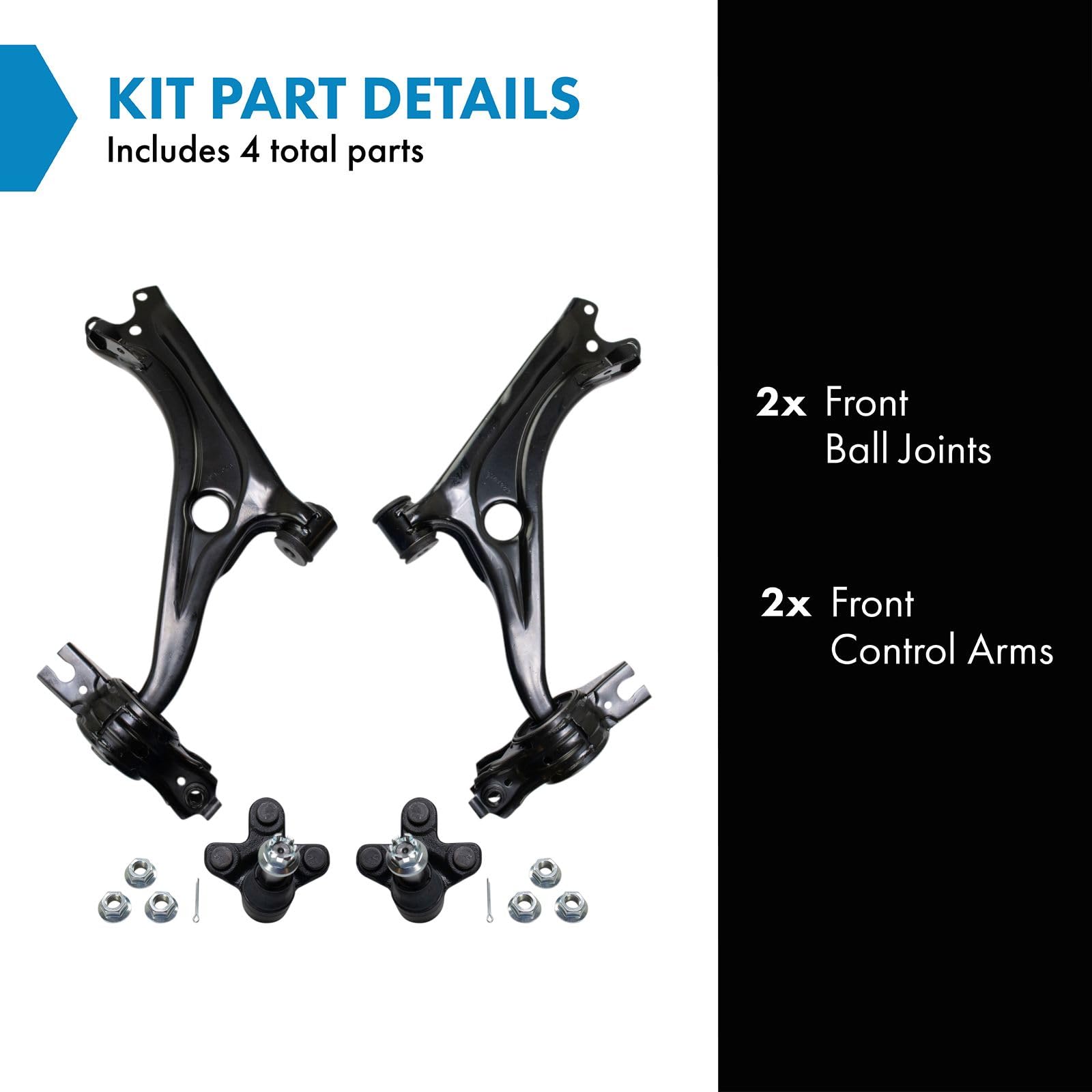 TRQ Front Lower Control Arm with Ball Joint Set Compatible with 2016-2021 Honda Civic