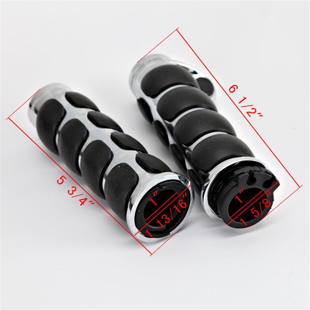 INNOGLOW Motorcycle Hand Grips 1'' Universal Non-Slip Handgrips Handlebar Grips with Throttle Assist Chrome Black Aluminum Rubbe