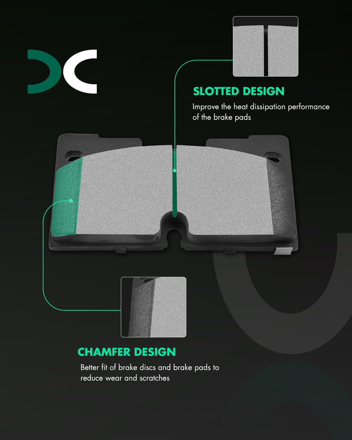 Scitoo Front Rear Disc Brake Pad Set 8Pcs W/Hardware Fit For Cadillac For Escalade Esv, For Chevy For Silverado 1500 Ltd/For Sub