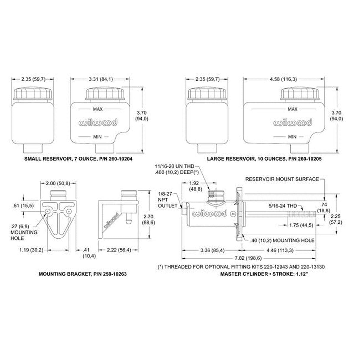 Wilwood 260-10373 13/16&quot; Master Cylinder Kit