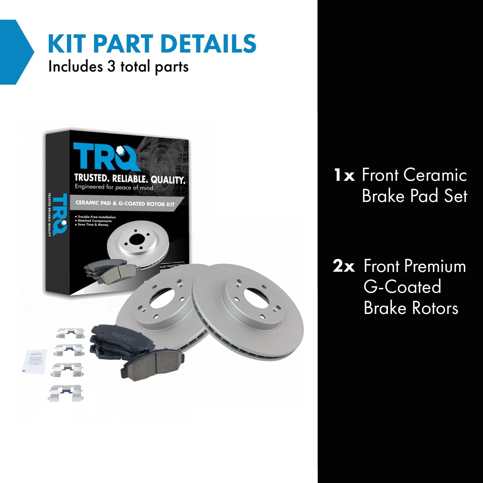 Trq Front Brake Pad & Rotor Kit Brake Pads Brake Rotor Ceramic Premium G-Coated Compatible With 2003-2007 Honda Accord 2006-2010