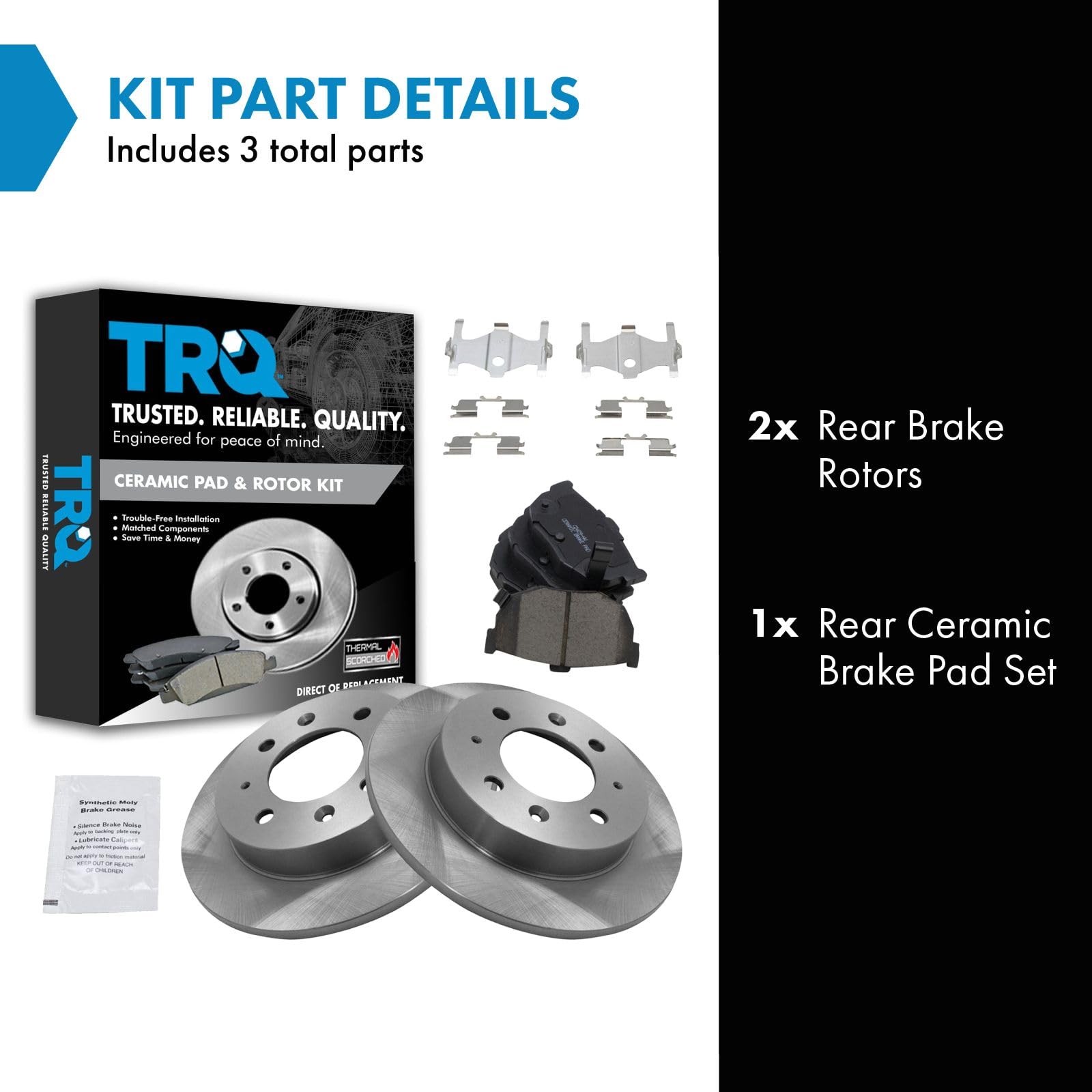 Trq Rear Brake Pad & Rotor Kit Brake Pads Brake Rotor Ceramic Compatible With 2004-2009 Kia Spectra 2005-2009 Spectra5