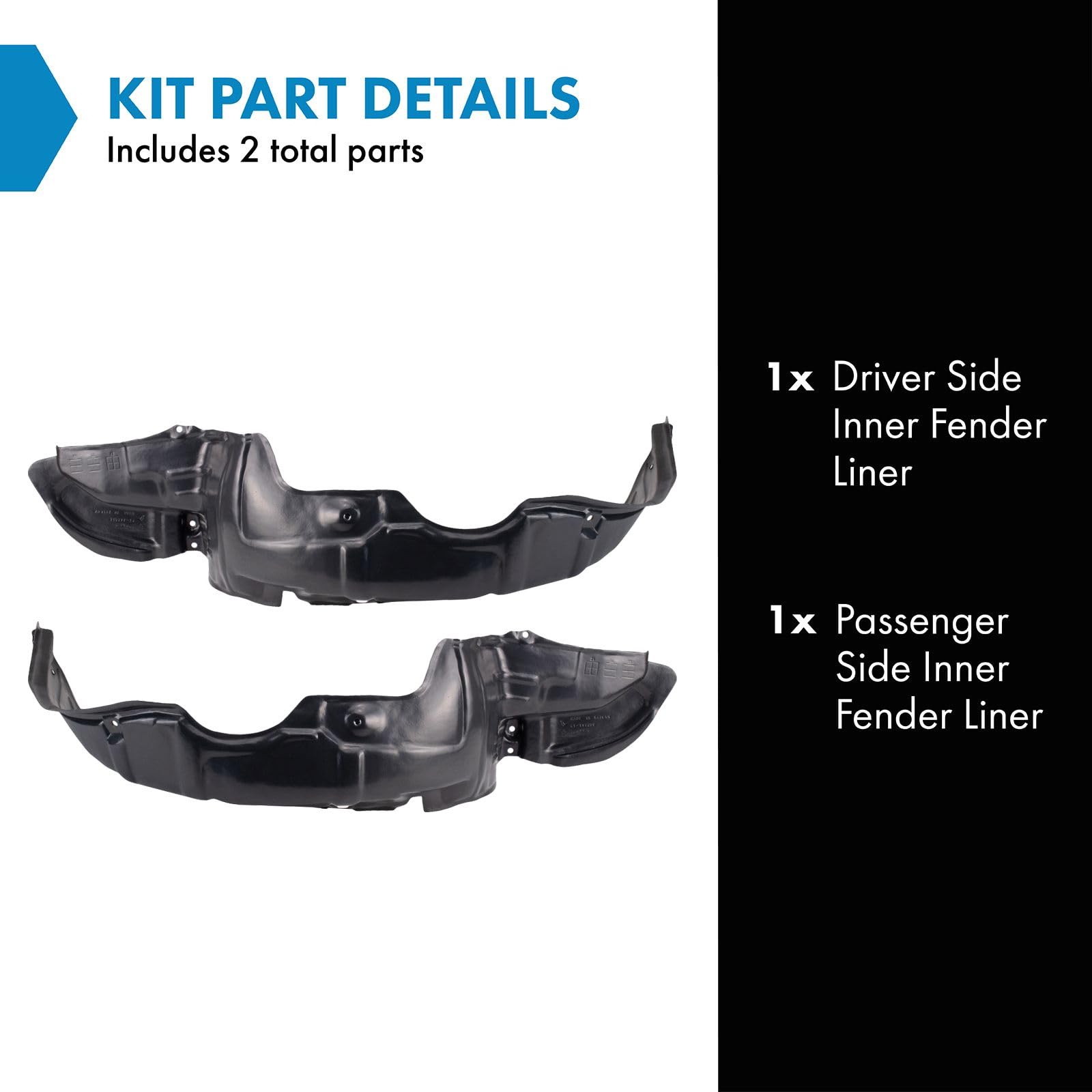 Trq Inner Fender Liner Set Compatible With 1991-1994 Toyota Tercel To1248106 To1249106