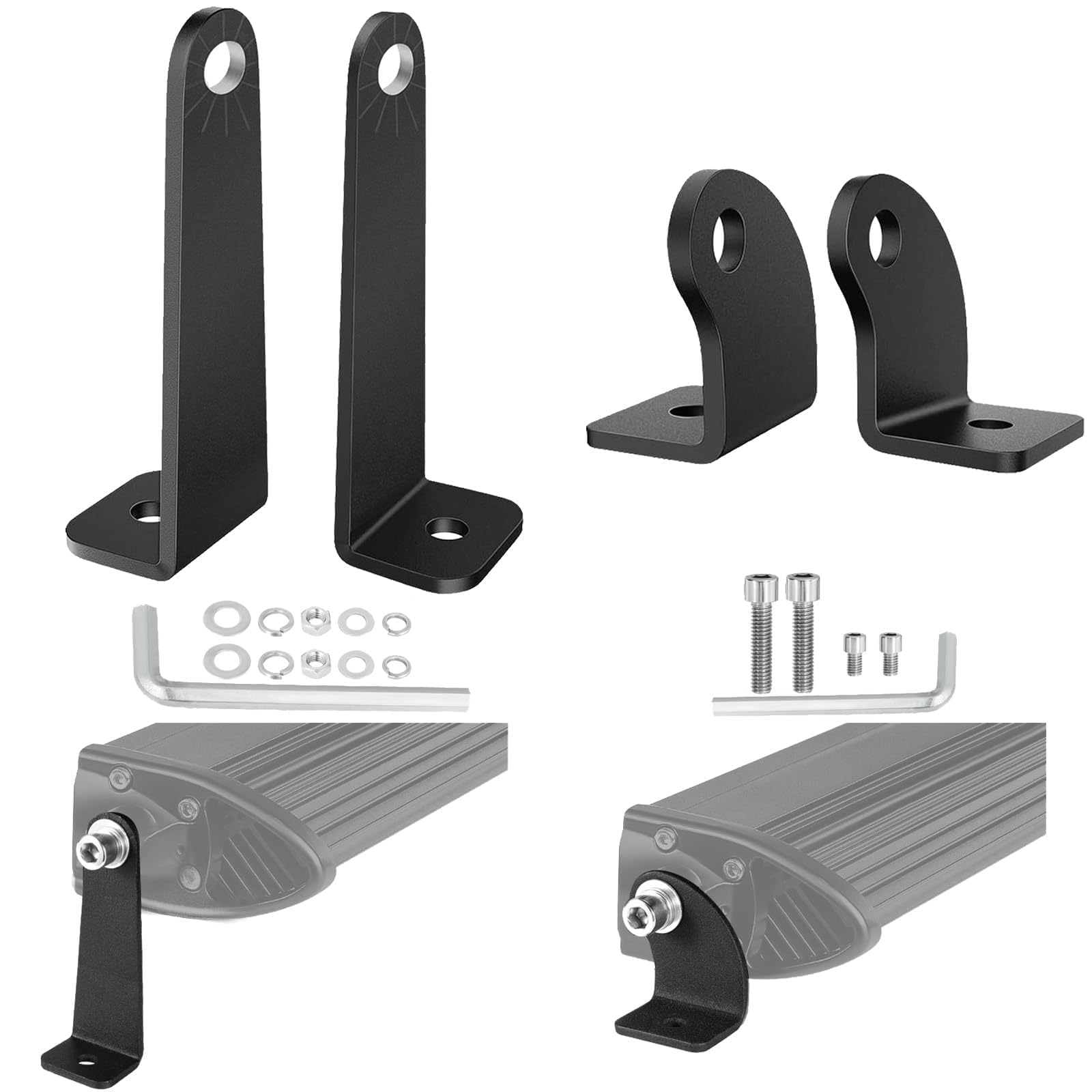 Swatow Industries 2 Pack Light Bar Mounting Brackets Single Row Light Bar Mounts Universal Side-Mounted Brackets Straight Or Curved Light Bar Brackets For Truck Jeep Utv Atv - 2 Years Warranty