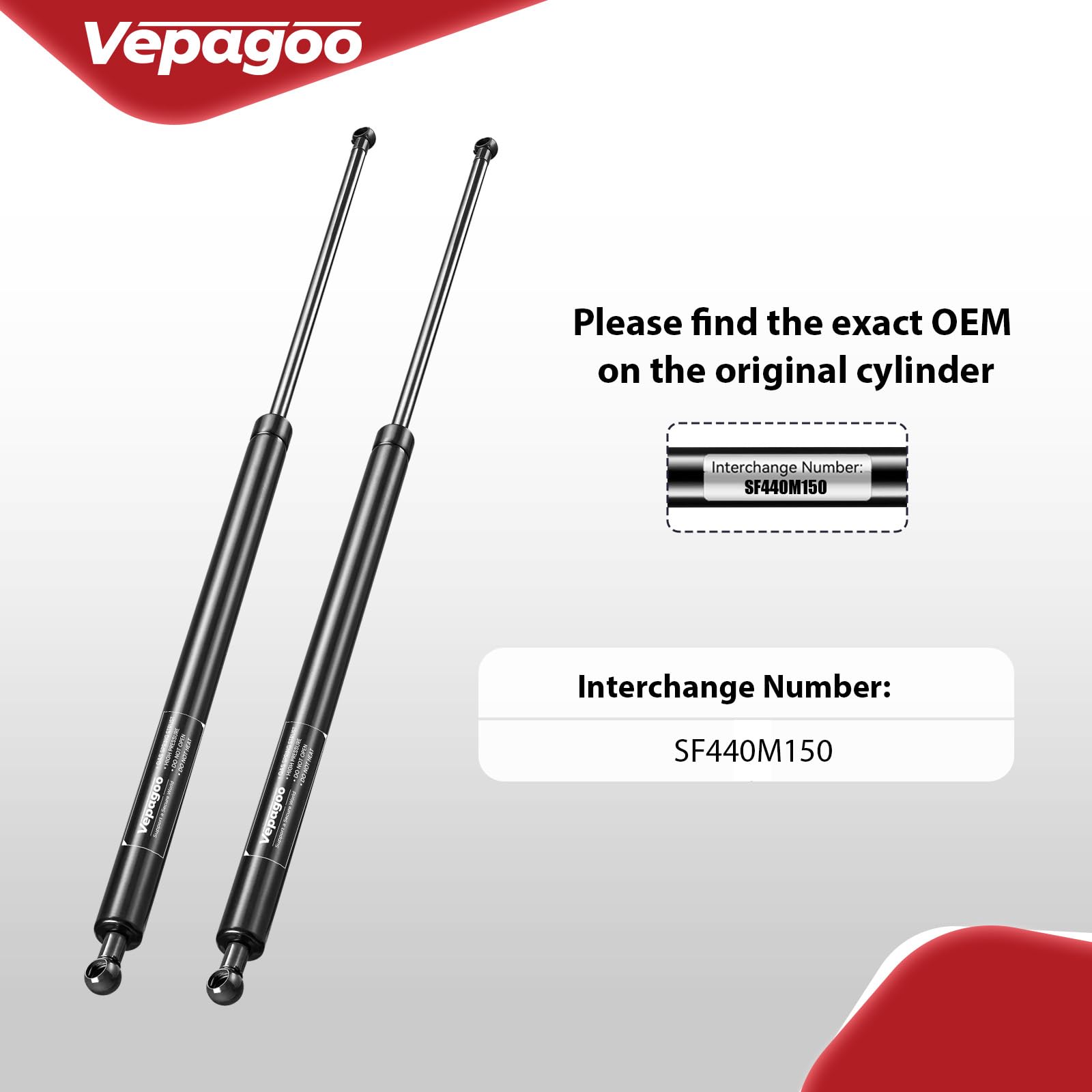 Vepagoo Sf440M150 44 Inch 150Lb/667N Gas Shock Strut Spring Long Lift Support For Snowmobile Trailer Lift Rv Door Heavy Duty Tru