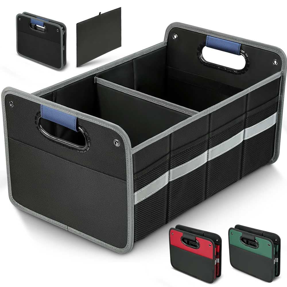 Winhunt Car Trunk Organizer - Reinforced Handles, Collapsible Multi-Compartment Foldable And Waterproof For Suv, Sedan, Truck, M
