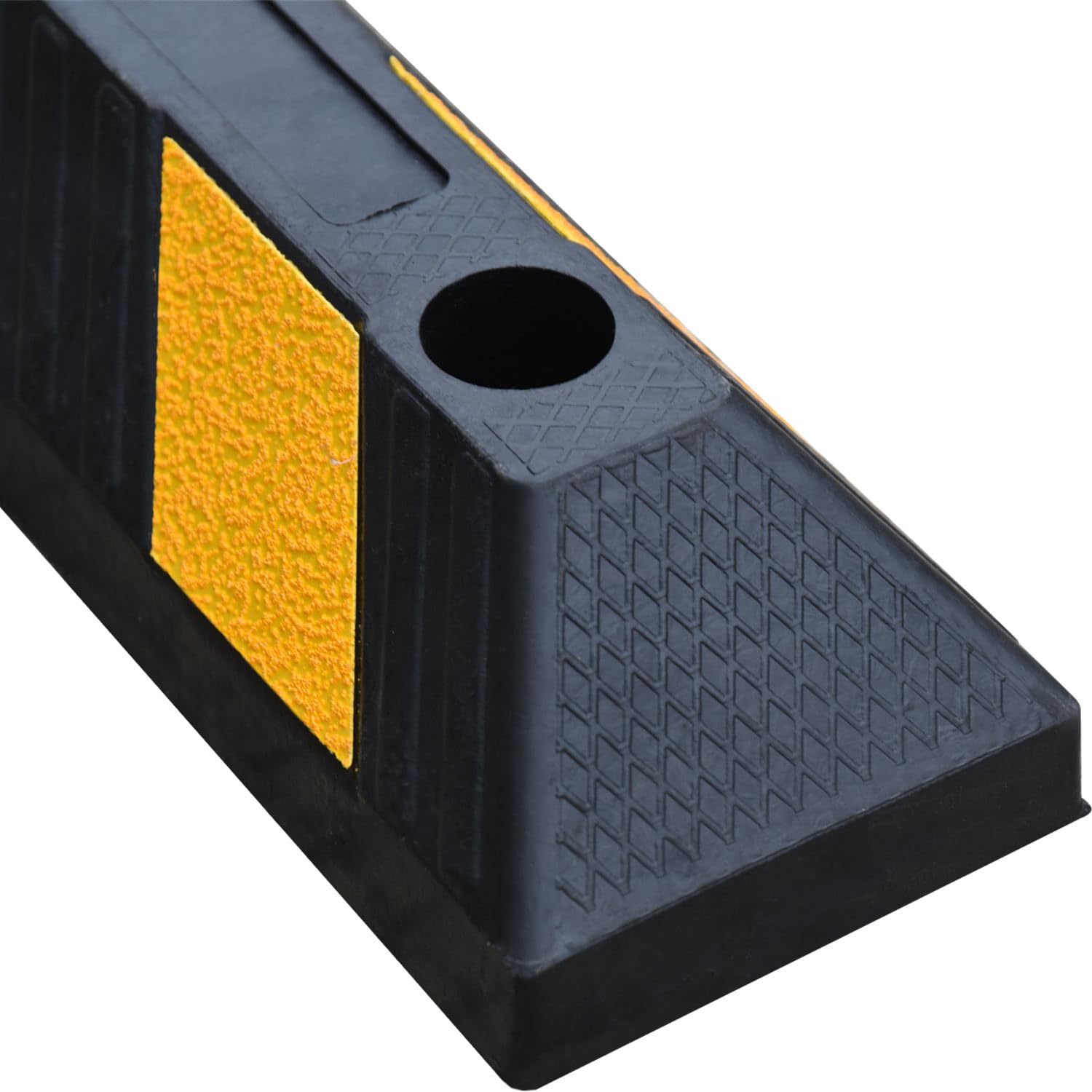 OranLite Heavy-Duty Rubber Parking Curbs, Parking Garage Floor Stoppers with Reflective Stickers, Mounting Screws Included, Whee