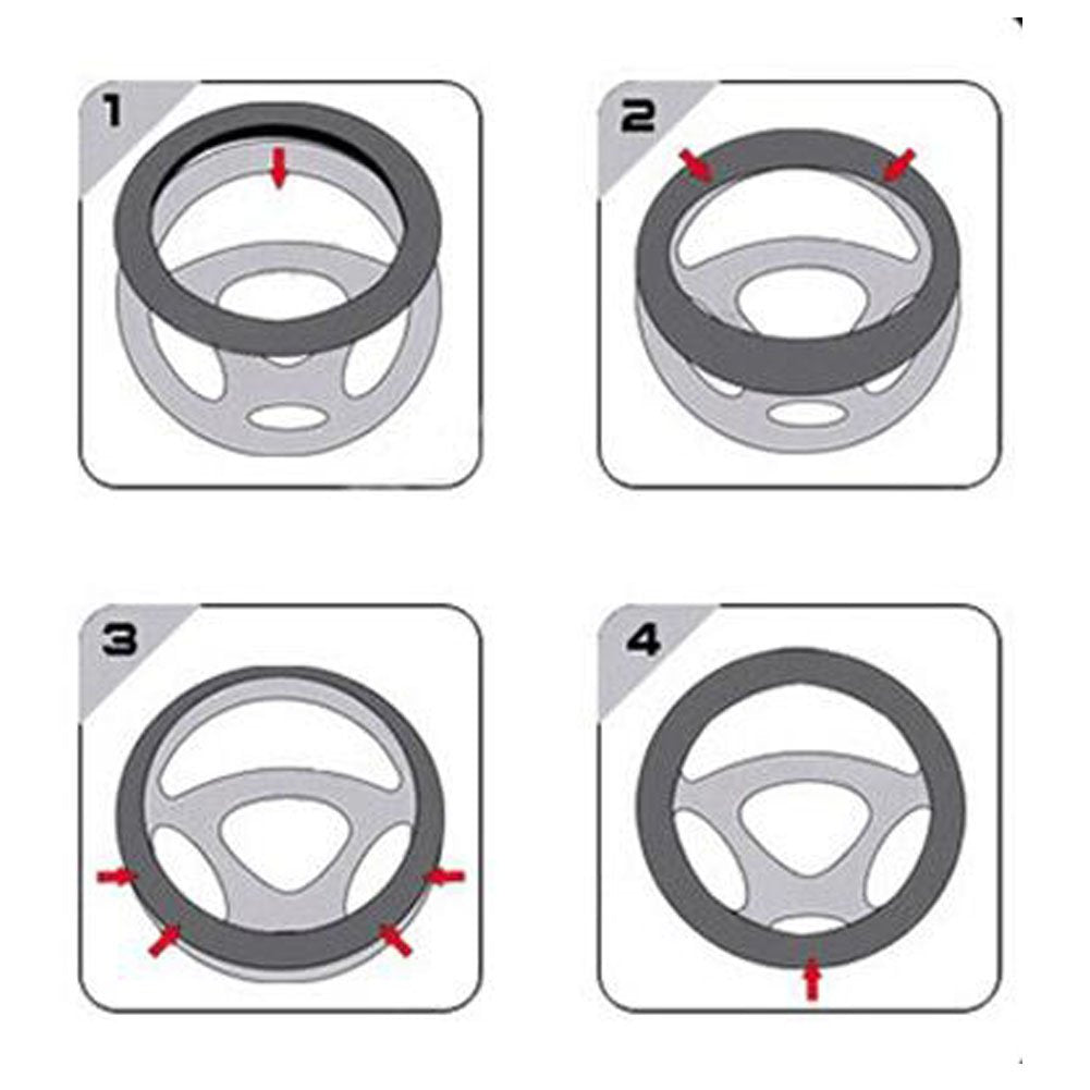 SHIAWASENA Car Steering Wheel Cover, Leather, Universal 15 Inch Fit, Anti-Slip & Odor-Free (Black&Red)