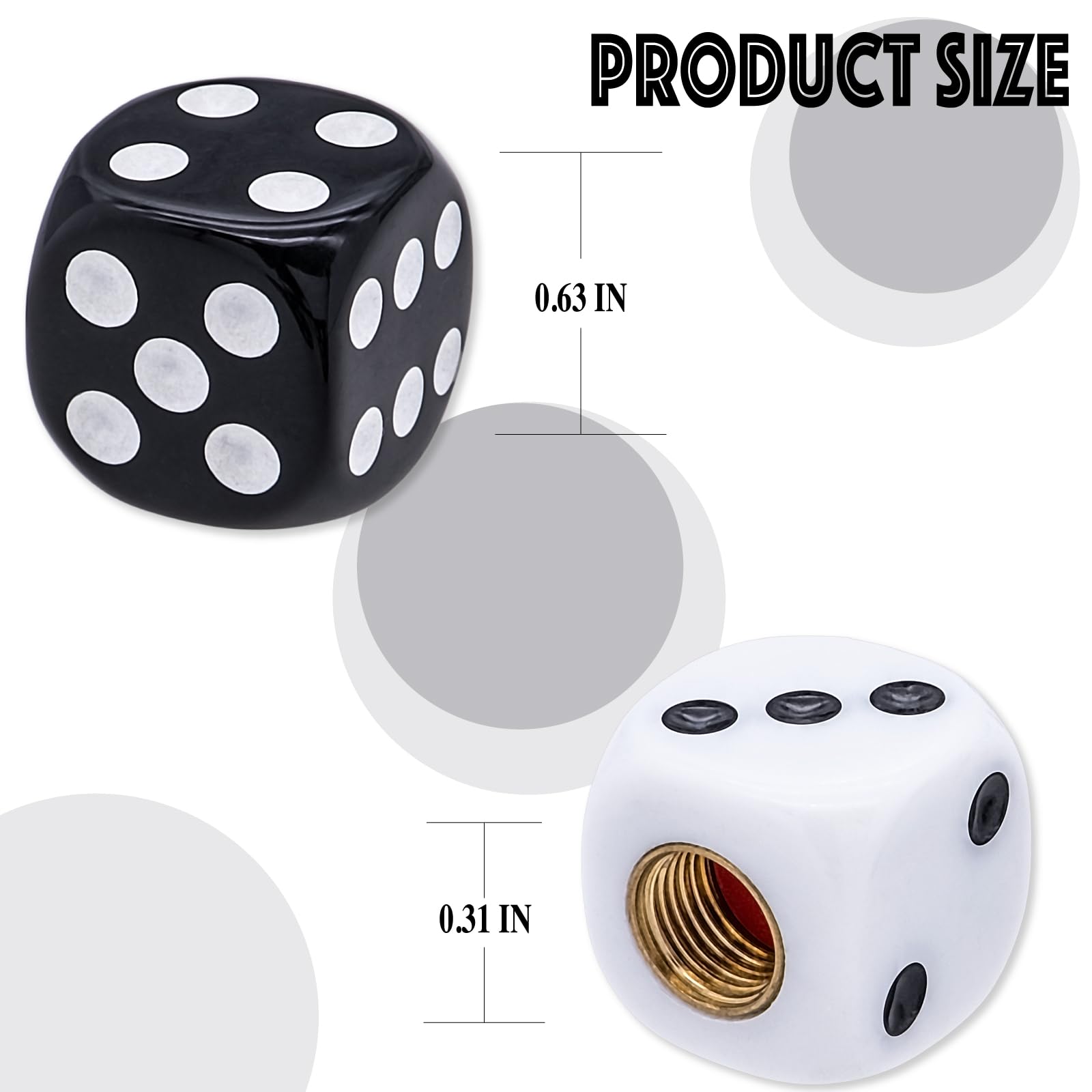 MEAJOO 8PCS Dice Tire Valve Stem Caps,Waterproof Airtight Car Wheel Tire Air Caps Universal Tire Valve Stem Covers for Cars, SUV