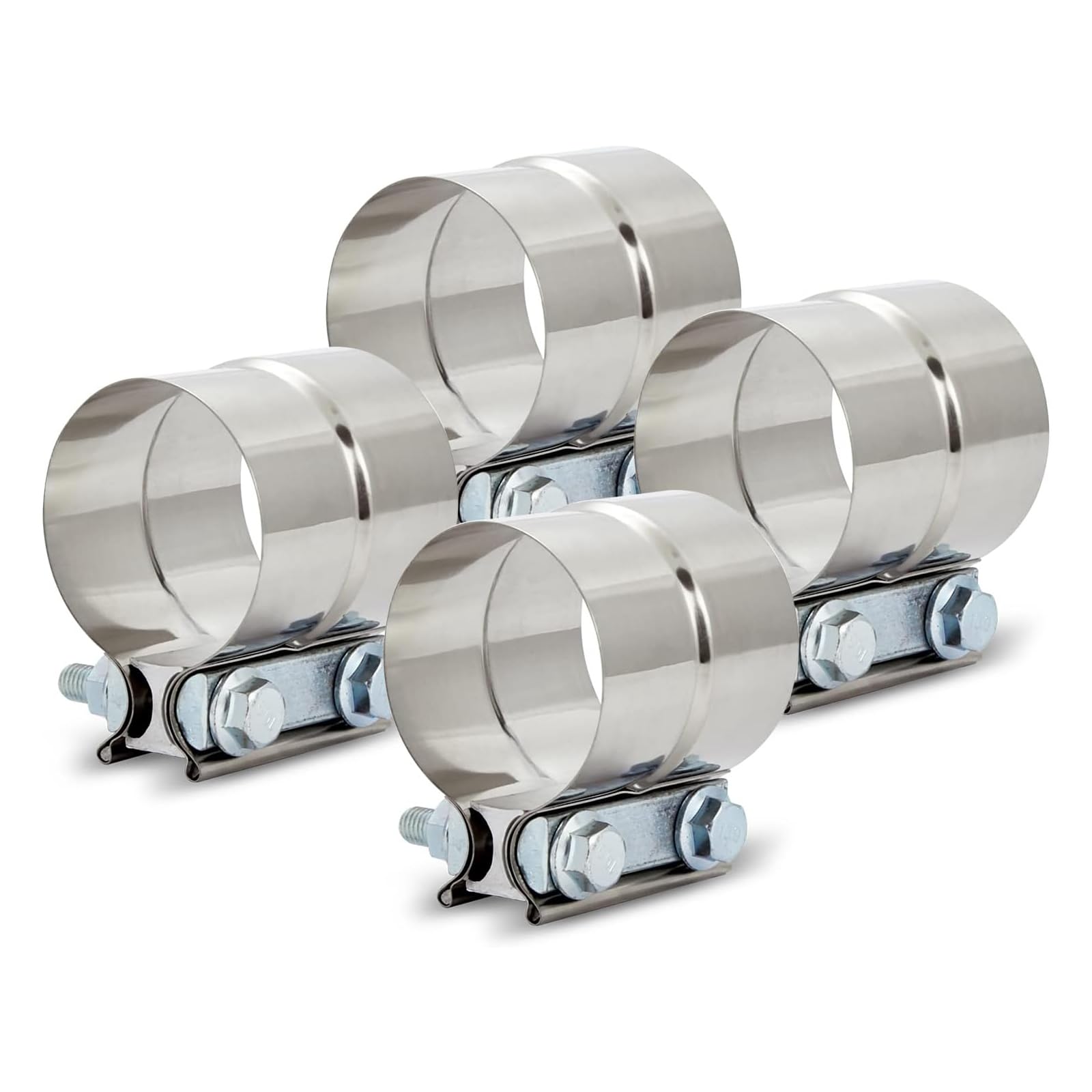 Floshine 2.75 In Lap Joint Band Clamps,Exhaust Muffler Clamp 2 Pcs,2.75 Exhaust Pipe Clamps Preformed Stinless Steel