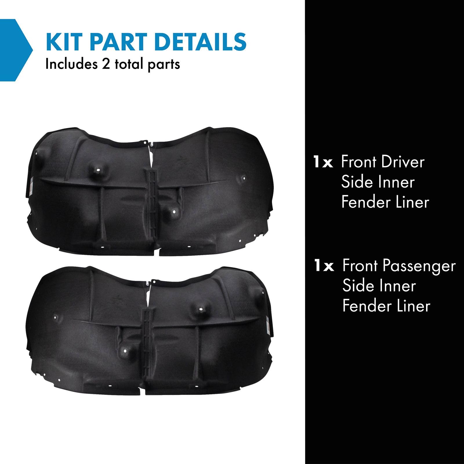 Trq Front Inner Fender Liner Set Compatible With 2020-2023 Gmc Sierra 2500 Hd Sierra 3500 Hd Gm1248314 Gm1249314