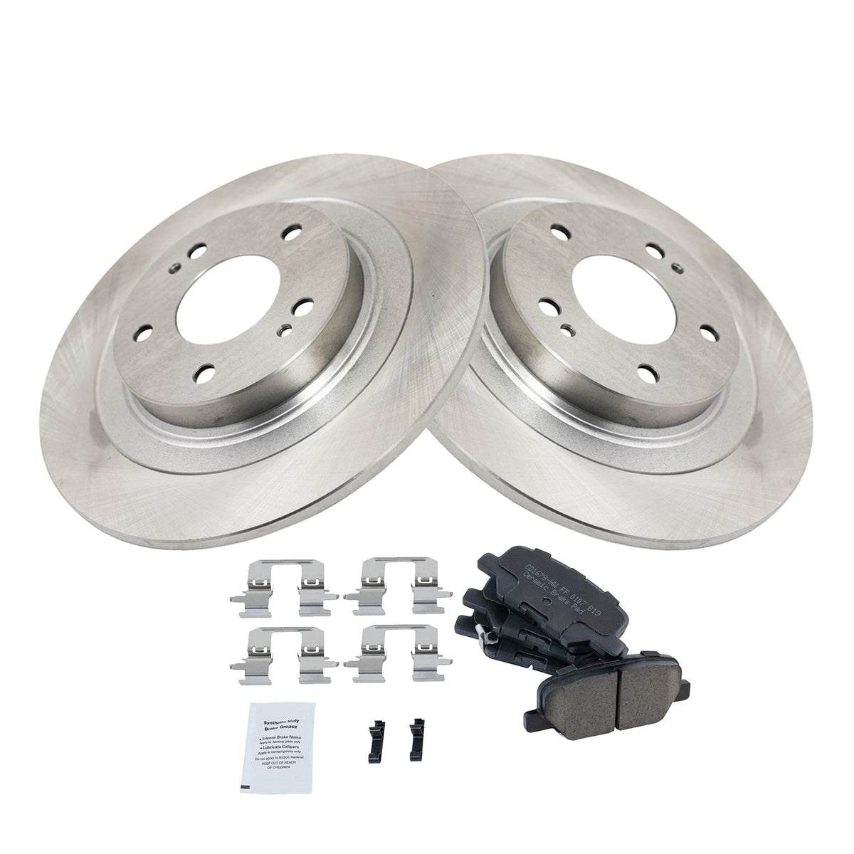 TRQ Rear Brake Pad & Rotor Kit Brake Pads Brake Rotor Ceramic Compatible with 2014-2019 Mitsubishi Outlander 2013-2020 Outlander
