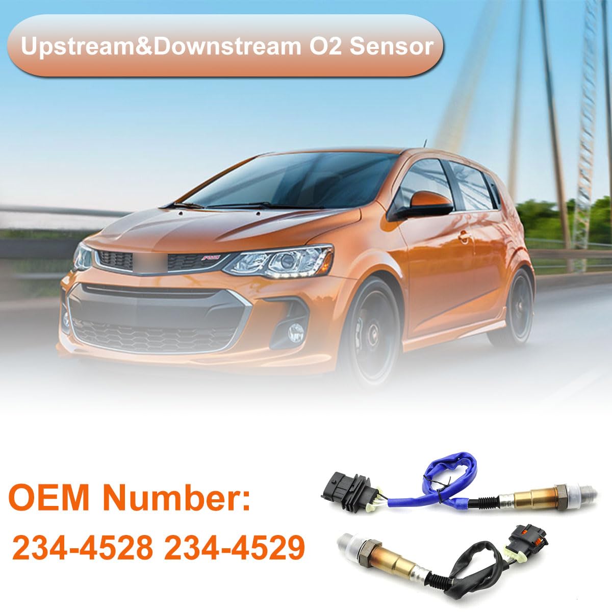 Oxygen Sensor Upstream&Downstream O2 Sensor 234-4528 234-4529 Fit For Chevy Cruze 2011-2015 1.4L L4, Sonic 2012-2020 1.4L L4, Tr